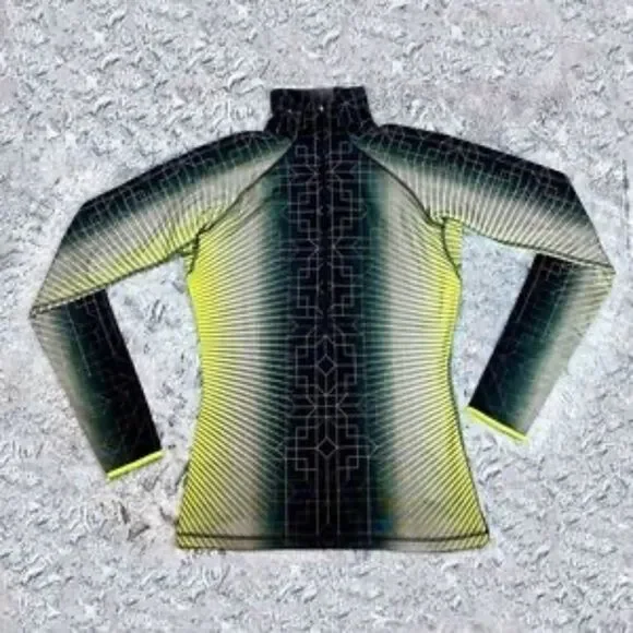 NIKE Pro Dri-FIT Black and Neon Yellow Half Zip Pullover Training Top - Picture 2 of 7